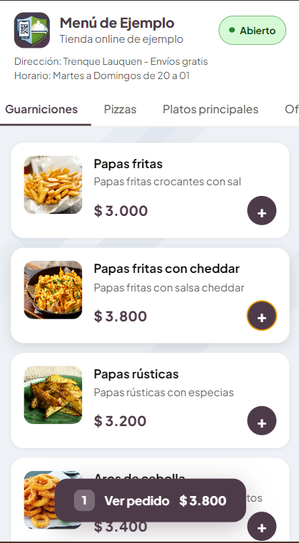 Tienda online QRest en el celular
